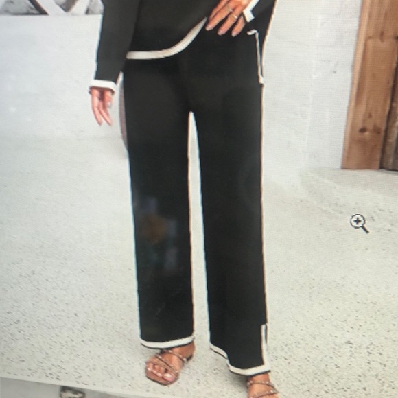 Womens casual solid color knitted half sleeve sweater & pant set size medium - Picture 1 of 11